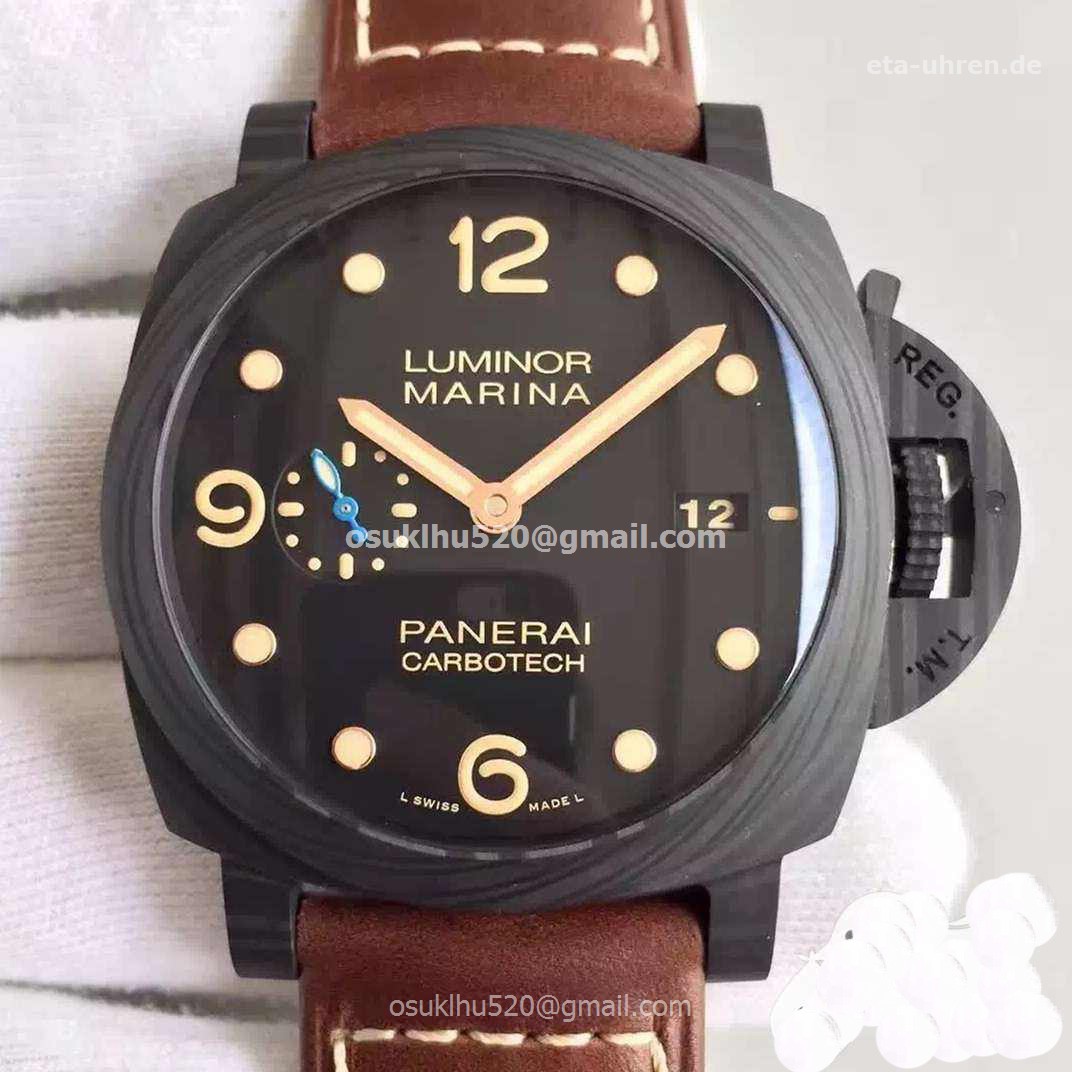 Panerai Luminor Marina Carbotech Herrenuhr Schwarz / Gelbes Gesicht